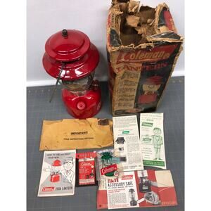 Vintage Coleman Lantern 200A 195 Single Mantle Lantern Red Great Cond with Box